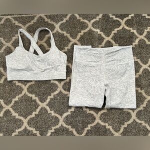 Zyia white and gray design- sports bra and legging set